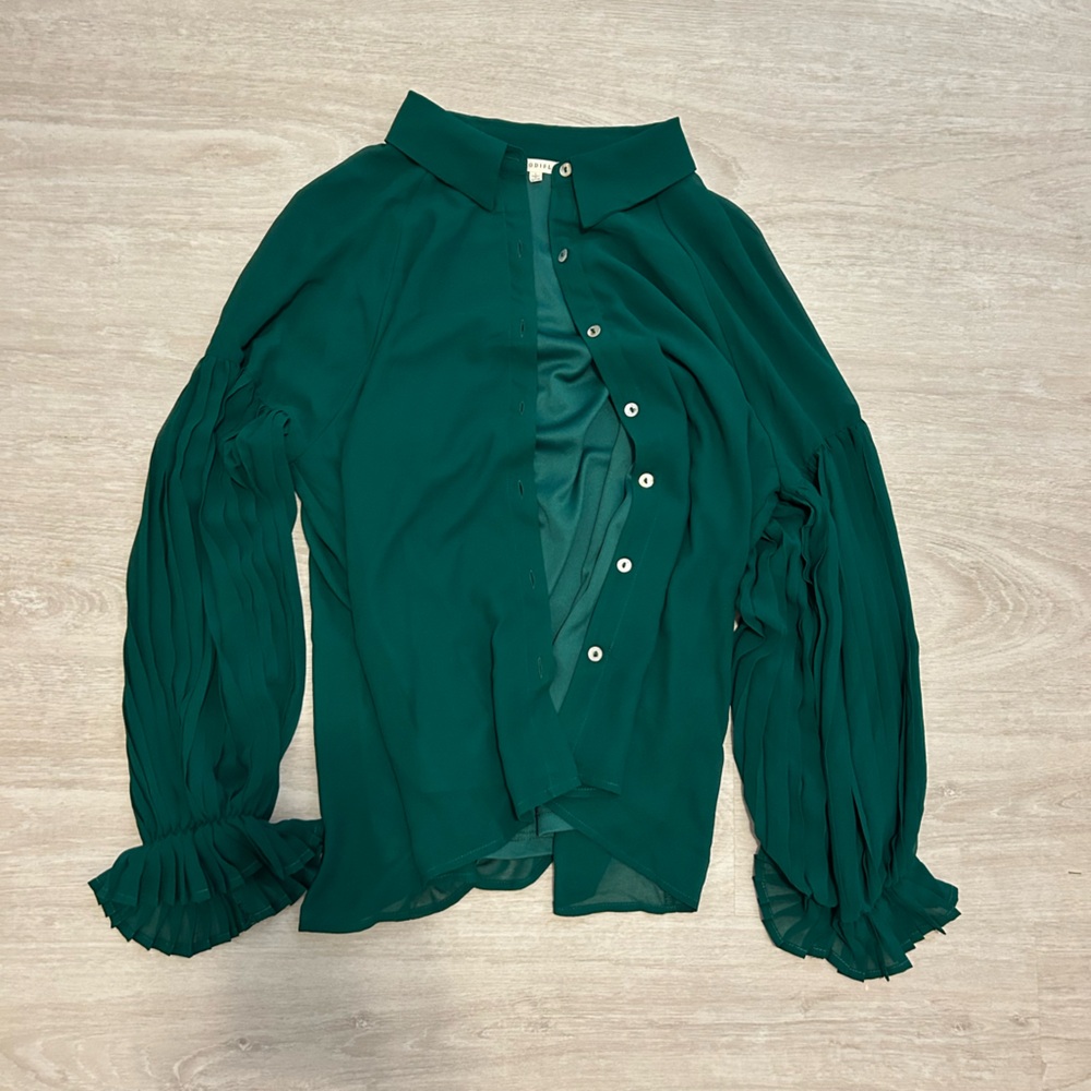 JODIFL Emerald Green Collared Blouse - Large